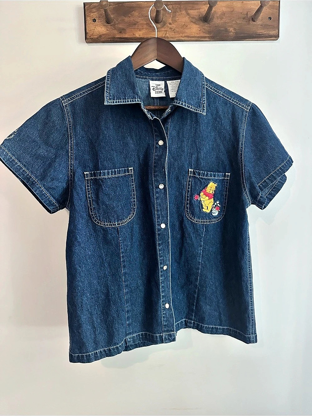 The Disney Store Winnie the Pooh Embroidered Denim Shirt Large
